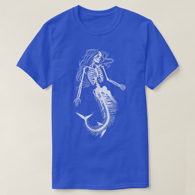 Funny Halloween Mermaid Skeleton Gift Cool Scary D T-Shirt (Design Front)
