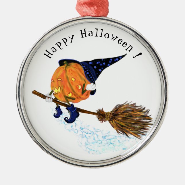 Funny Halloween Metal Ornament Witch Pumpkin (Front)
