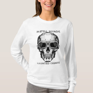 Funny halloween metal skull wearing sunglass T-Shirt
