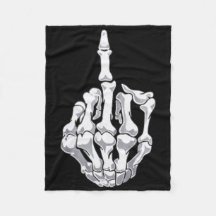 Funny Halloween Middle Finger Skeleton Hand Skull Fleece Blanket