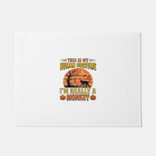 Funny Halloween Monkey Human Costume Shirt Design_ Doormat