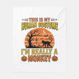 Funny Halloween Monkey Human Costume Shirt Design_ Fleece Blanket