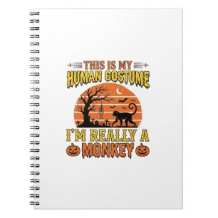 Funny Halloween Monkey Human Costume Shirt Design_ Notebook