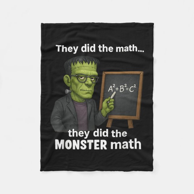 Funny Halloween Monster Math Pun, Teacher Humour  Fleece Blanket (Front)