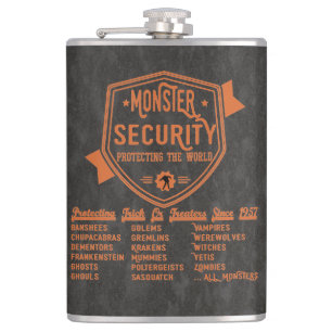 Funny Halloween Monster Security Courage Hip Flask
