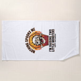 Funny Halloween Mum Shirt for Parents of Two Wild  Beach Towel