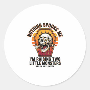 Funny Halloween Mum Shirt for Parents of Two Wild Classic Round Sticker