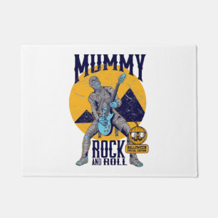Funny Halloween Mummy Rock And Roll Monster Music Doormat