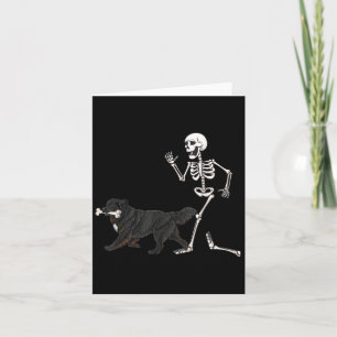 Funny Halloween Newfoundland And Skeleton  Card