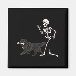 Funny Halloween Newfoundland And Skeleton  Magnet