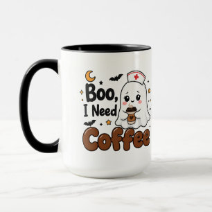 Funny Halloween Nurse Coffee Mug Cute Ghost Spooky