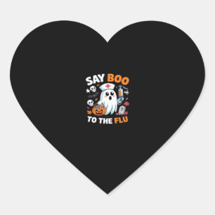 Funny Halloween Nurse Ghost T-Shirt – “Say Boo to  Heart Sticker