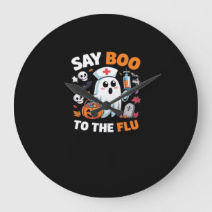 Funny Halloween Nurse Ghost T-Shirt – “Say Boo to  Large Clock