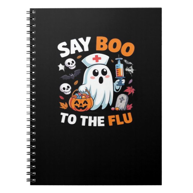 Funny Halloween Nurse Ghost T-Shirt � �Say Boo to  Notebook (Front)