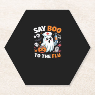Funny Halloween Nurse Ghost T-Shirt � �Say Boo to Paper Coaster