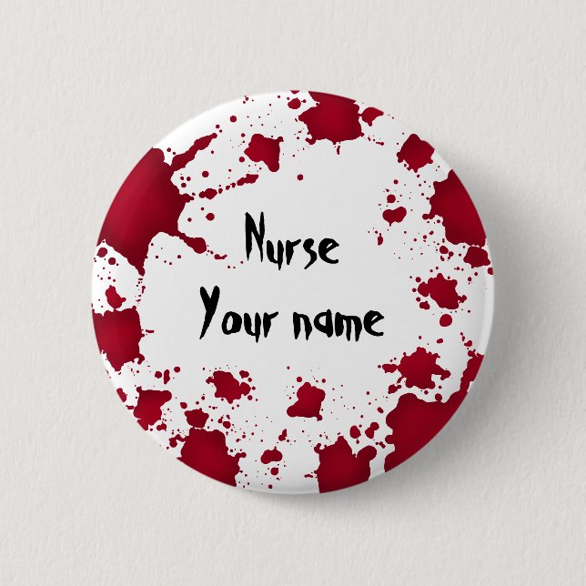 Funny Halloween nurse name 6 Cm Round Badge (Front)