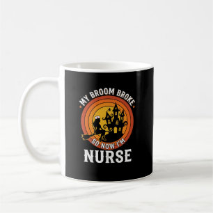 Funny Halloween Nurse Witch Broom Costume Graphic Coffee Mug