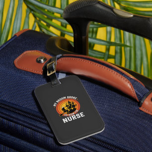 Funny Halloween Nurse Witch Broom Costume Graphic Luggage Tag