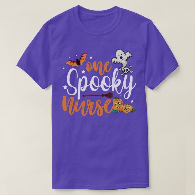 Funny Halloween One Spooky Nurse Pumpkin Ghost Nur T-Shirt (Design Front)