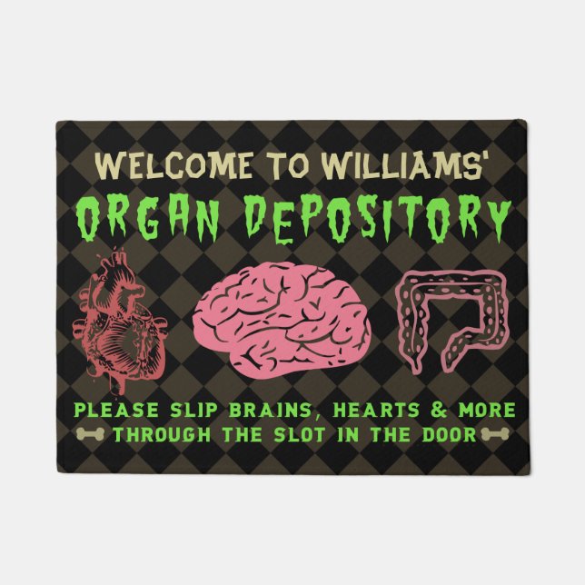 Funny Halloween Organ Depository | Personalised Doormat (Front)