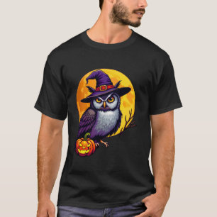 Funny Halloween Owl Witch Hat Pumpkin Halloween Ow T-Shirt