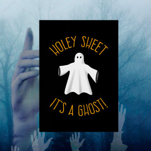 Funny Halloween Party Poster - Holey Sheet Ghost
