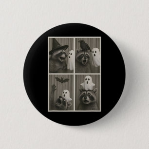 Funny Halloween Party Racoon Photo Cabin Design 6 Cm Round Badge