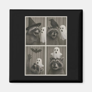 Funny Halloween Party Racoon Photo Cabin Design Magnet