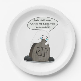 Funny Halloween Party Scared Ghost Paper Plate