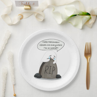 Funny Halloween Party Scared Ghost Paper Plate