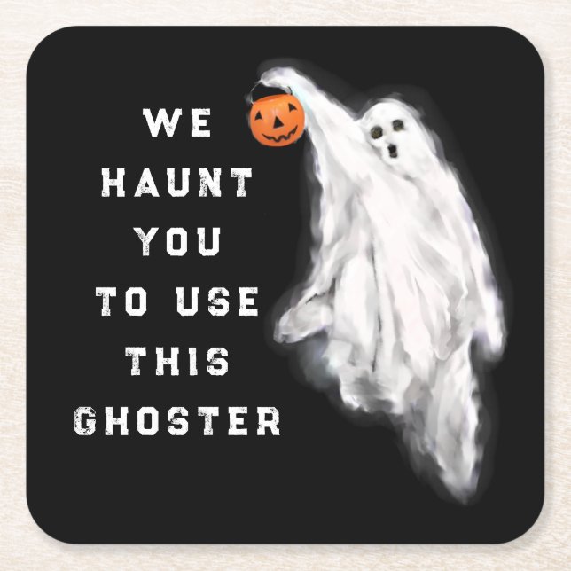 Funny Halloween Party Square Paper Coaster (Front)