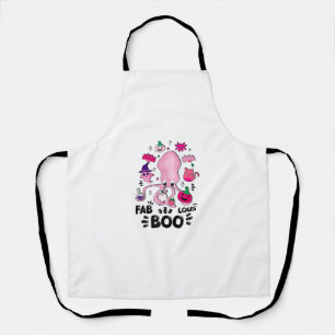 Funny Halloween Pink Cat Ghost Juggling Octopus Fa Apron