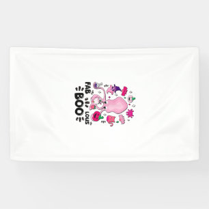 Funny Halloween Pink Cat Ghost Juggling Octopus Fa Banner