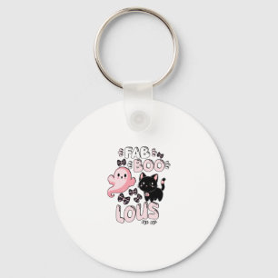 Funny Halloween Pink Ghost Spooktacular Cat Fab BO Key Ring