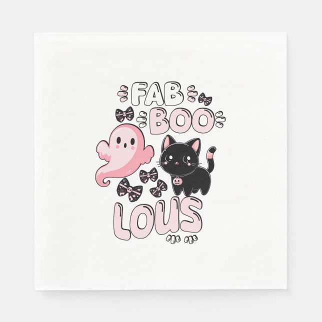 Funny Halloween Pink Ghost Spooktacular Cat Fab BO Napkin (Front)