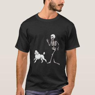 Funny Halloween Poodle and Skeleton T-Shirt