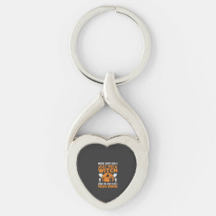 Funny Halloween Postal Worker Witch Cat Graphic Key Ring
