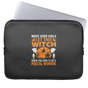 Funny Halloween Postal Worker Witch Cat Graphic Laptop Sleeve