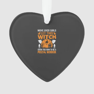 Funny Halloween Postal Worker Witch Cat Graphic Ornament
