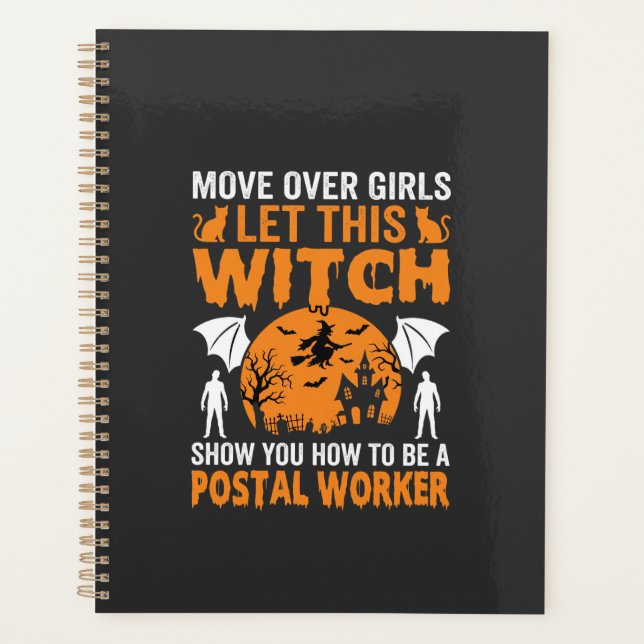 Funny Halloween Postal Worker Witch Cat Graphic Planner (Front)
