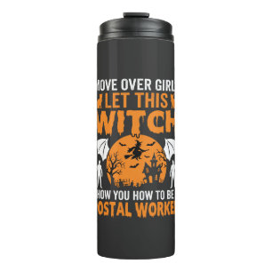 Funny Halloween Postal Worker Witch Cat Graphic Thermal Tumbler
