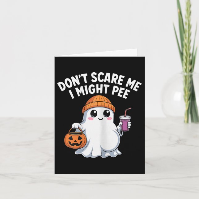 Funny Halloween Pregnant Ghost Don't E Me I Might  Card (Front)
