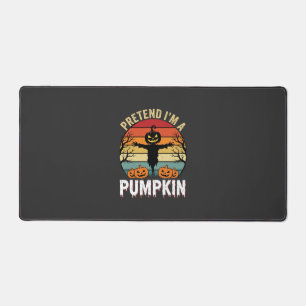 Funny Halloween Pretend Im a Pumpkin Retro Design Desk Mat