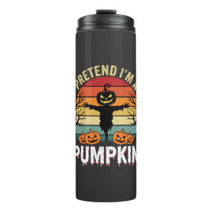 Funny Halloween Pretend Im a Pumpkin Retro Design Thermal Tumbler