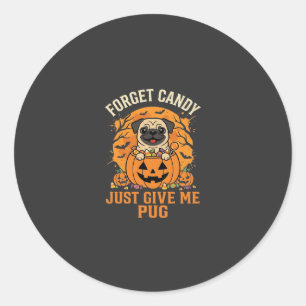 Funny Halloween Pug Candy Design_1 Classic Round Sticker