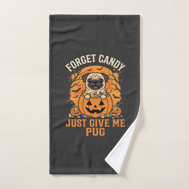 Funny Halloween Pug Candy Design_1 Hand Towel (Hand Towel)