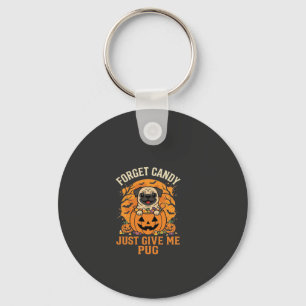 Funny Halloween Pug Candy Design_1 Key Ring