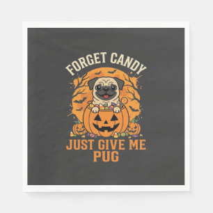 Funny Halloween Pug Candy Design_1 Napkin