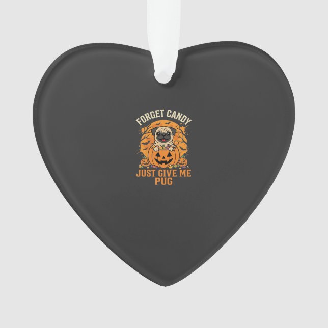 Funny Halloween Pug Candy Design_1 Ornament (Front)