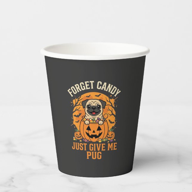 Funny Halloween Pug Candy Design_1 Paper Cups (Front)